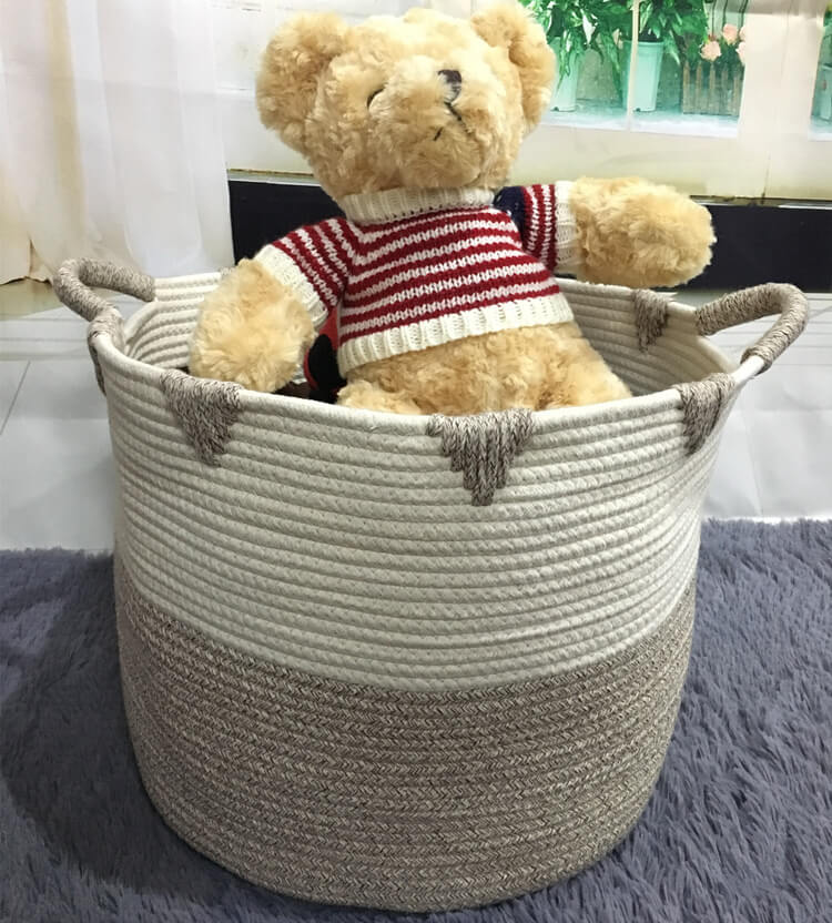 Foldable environmental protection cotton rope clothing sundry storage basket 
