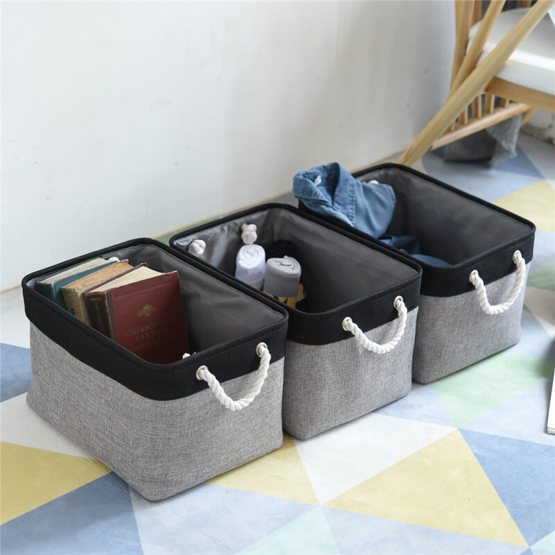 Folding Cotton Linen Household Product Toy Organizer with handle