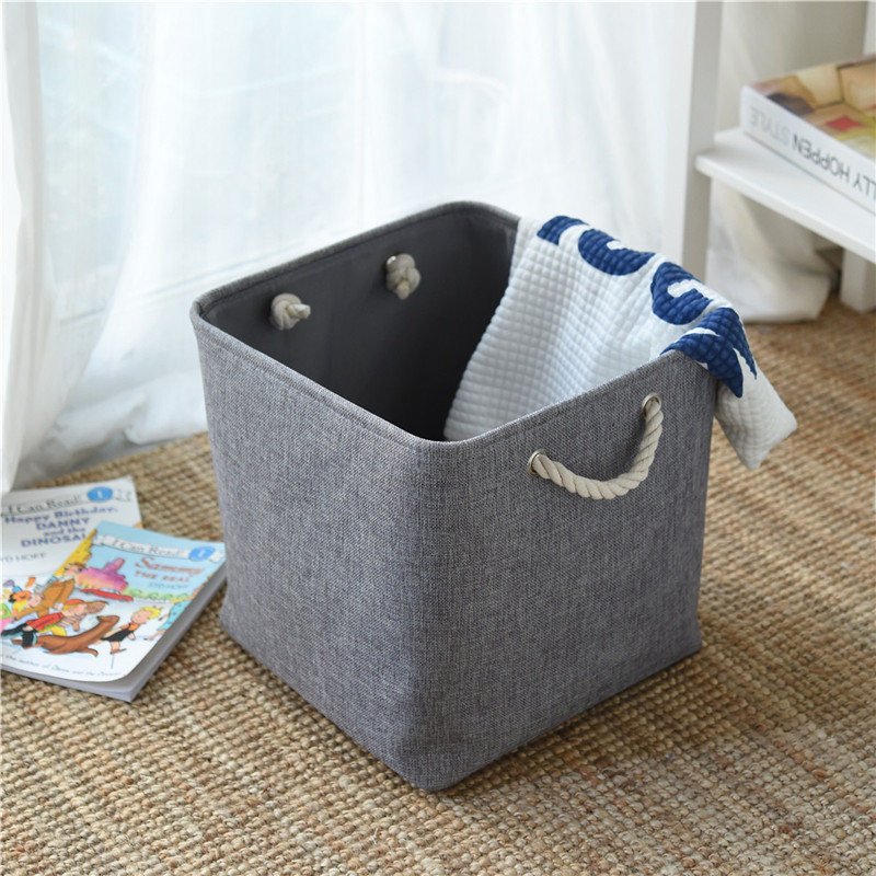 Folding Cotton Linen Household Product Toy Organizer with handle