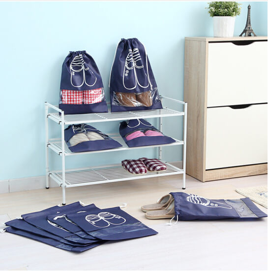 Travel Shoes Storage Bags Non-woven Shoes Bags Shoe Cover Bed Shoes Storage Bags  with transparent window 