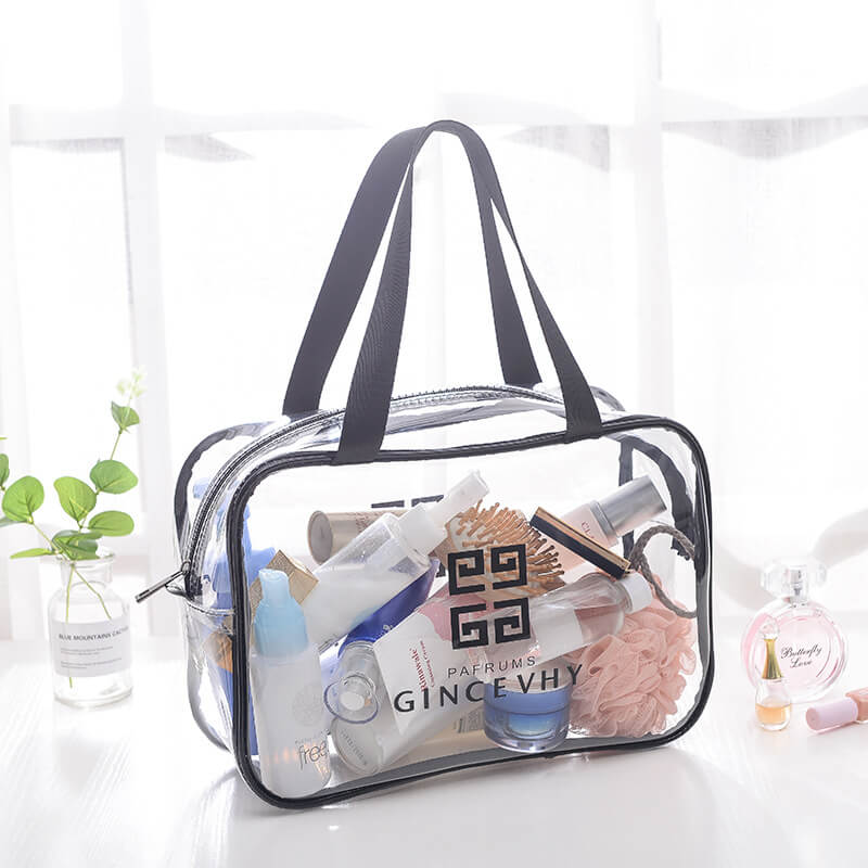 PVC Cosmetic bag  Transparent Large Capacity Cosmetic bag Transparent Zipper Hand-held Waterproof Cosmetic bag Transparent Wash Pack