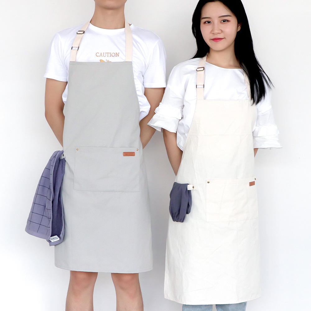 Adjustable Bib Apron with 2 Pockets Cooking Kitchen Aprons for Women Men